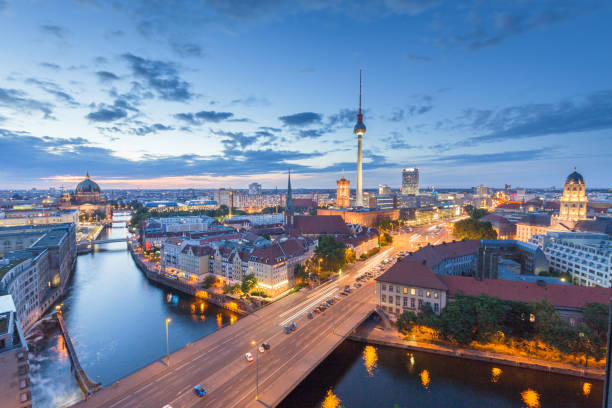 istock Berlin skyline with Spree river at night, Germany 901330314