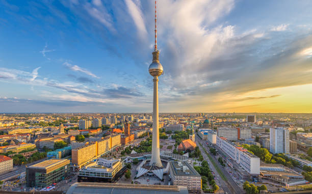 istock Berlin skyline with TV tower at sunset, Germany 901330406