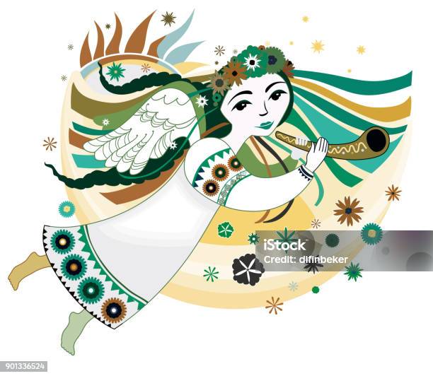 Angelic Spring Spring Angel Vector Illustration Stock Illustration - Download Image ...