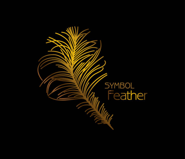 ilustrações de stock, clip art, desenhos animados e ícones de feather stylized symbol. - brooch gold jewelry old fashioned