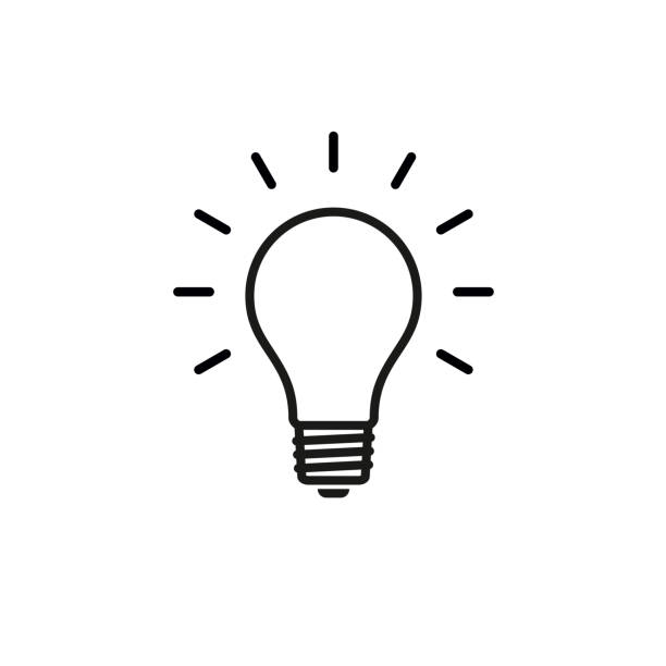 bulb icon stock vector illustration flat design Design can be used to for greeting card, flyer, invitation, poster, brochure, banner calendar, brochure, presentation. drawing of metaphor stock illustrations