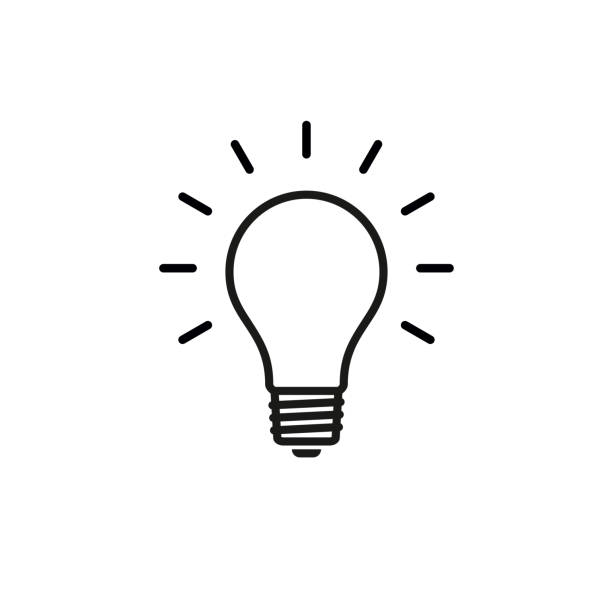 燈泡圖示股票向量插畫平面設計 - 電燈泡 插圖 幅插畫檔、美工圖案、卡通及圖標