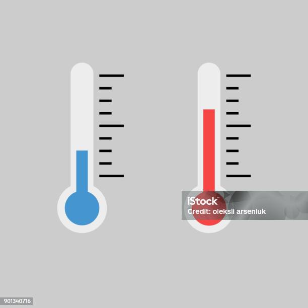 Blue And Red Thermometer Indicators I Stock Illustration - Download Image Now - Thermometer, Heat - Temperature, Temperature