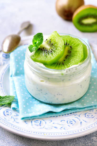 istock Portion of natural yogurt with chia seed and kiwi 901343268