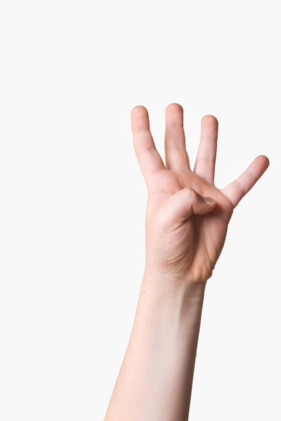 istock Child hand holding up five fingers on a white background 901346596