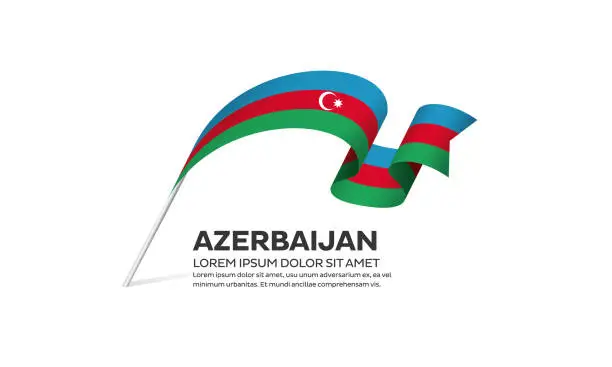 Vector illustration of Azerbaijan flag on a white background