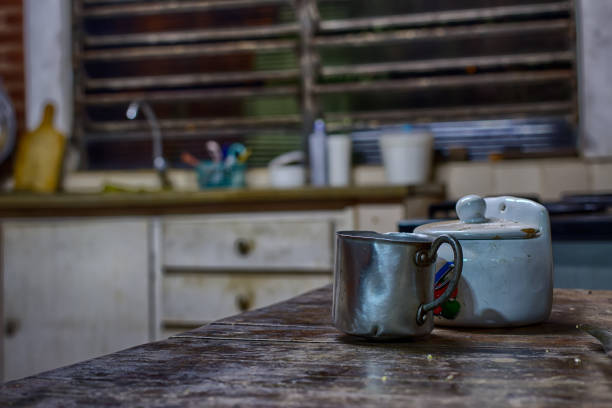 istock Aluminum mug in an old farm kitchen photo 901357736