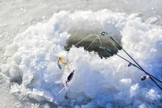 Fishing lures for ice stock photo