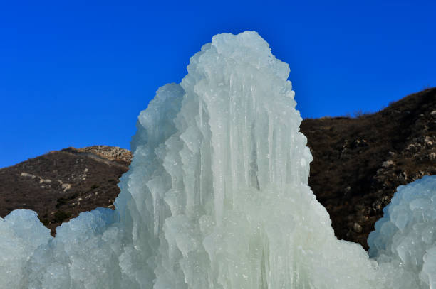 Winter landscape frozen waterfalls