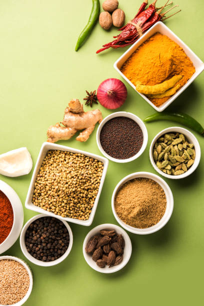 istock Indian Spice Powder over green background, selective focus 901381688