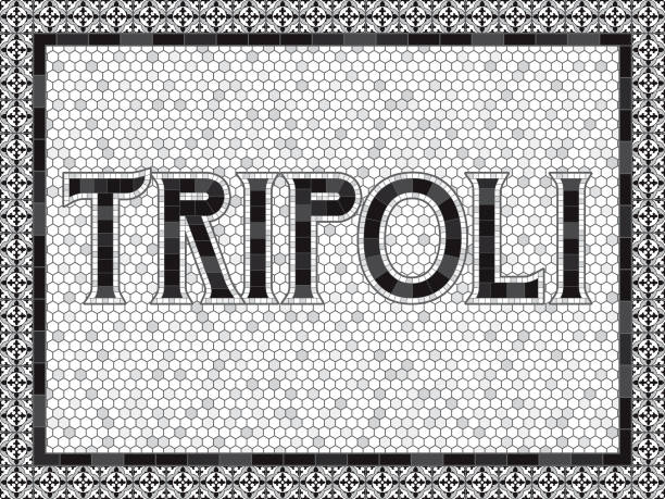 trypolis staromodny mozaika tile typografia - tripoli stock illustrations