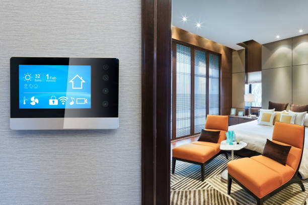 istock smart screen with smart home with modern bedroom 901382860