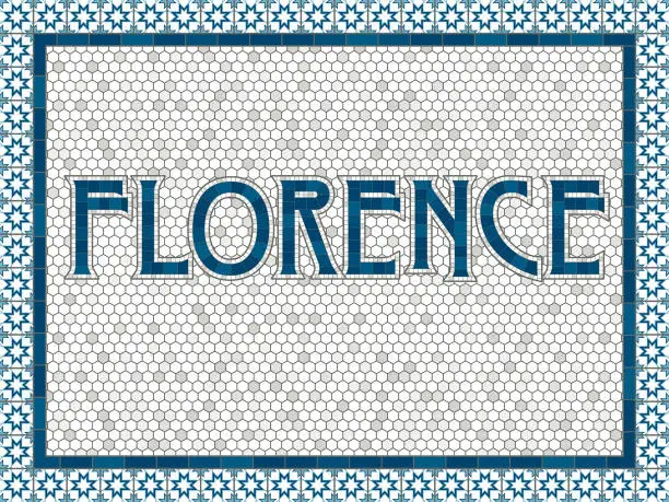 Vector illustration of Florence Old Fashioned Mosaic Tile Typography