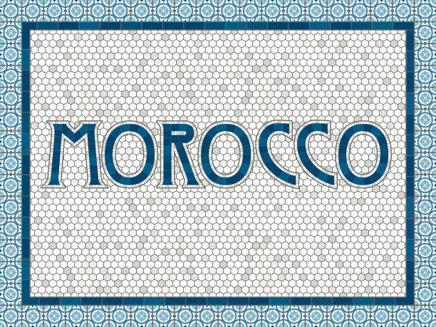 ilustrações, clipart, desenhos animados e ícones de tipografia de antiquados da telha velha marrocos - word tiles
