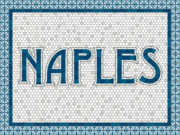 Vector illustration of Naples Old Fashioned Mosaic Tile Typography