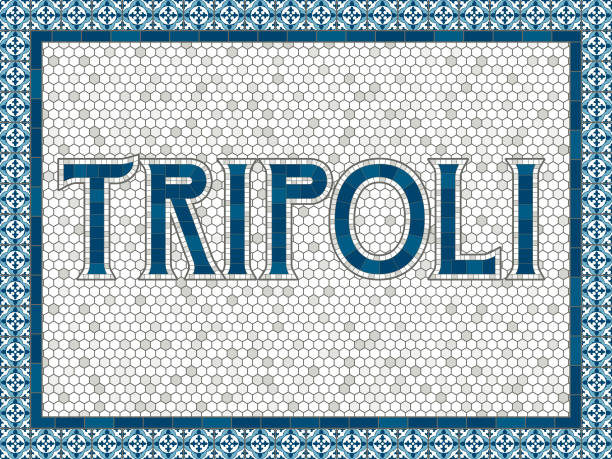 trypolis staromodny mozaika tile typografia - tripoli stock illustrations