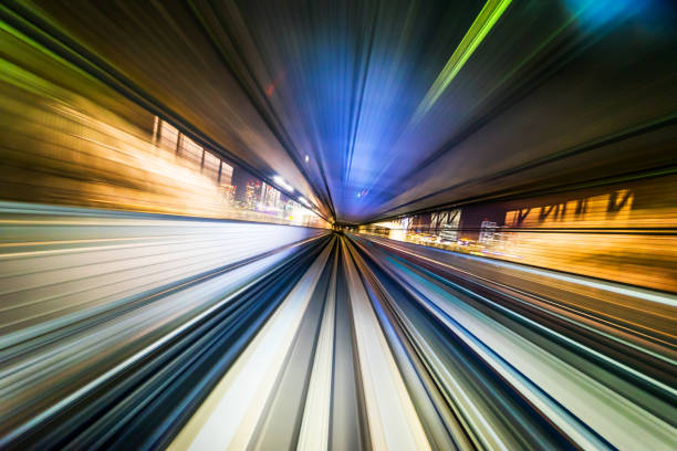 istock high speed abstract MRT track of motion light for background 901404754