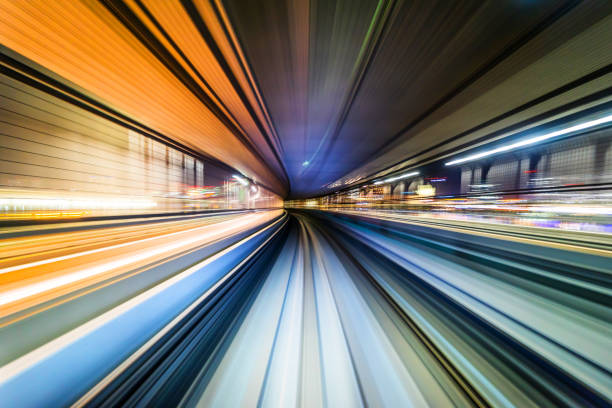 istock high speed abstract MRT track of motion light for background 901404802