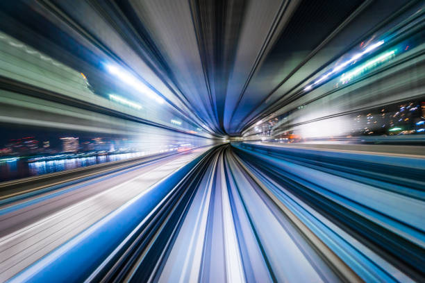 istock high speed abstract MRT track of motion light for background 901404850