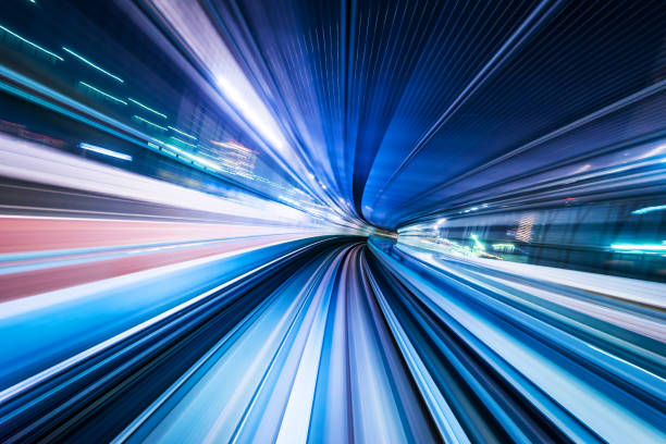 istock high speed abstract MRT track of motion light for background 901404890