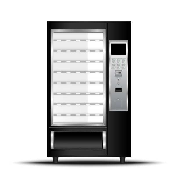 illustrazioni stock, clip art, cartoni animati e icone di tendenza di distributore automatico di vendita automatica di alimenti e bevande, vector, illustrazione - vending machine immagine