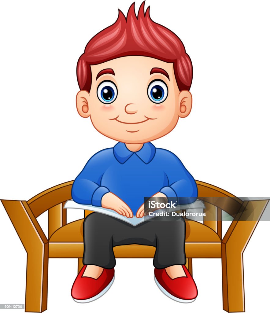 Cậu Bé Ngồi Trên Ghế Đọc Sách Hình minh họa Sẵn có - Tải xuống ...