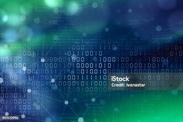 Cyber Internet Abstract Background Blue Green Stock Photo - Download Image Now - Backgrounds, Technology, Network Security