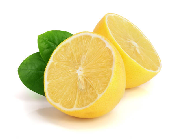 istock lemon slices with leaf isolated on white background 901431702