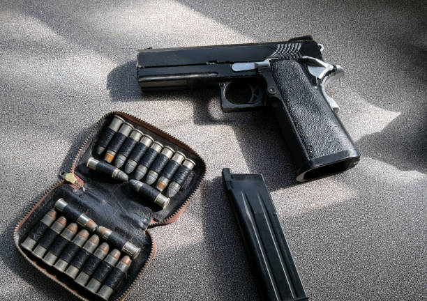 istock Pistol model magazine with bullets in bag 901444214