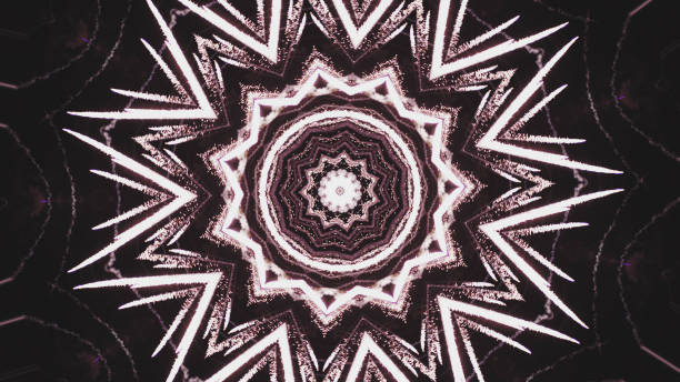 istock Fractal Noise and Kaleidoscopic. Pattern made with a Particle System. mirror prism creating toy effect, with shimmering lights and fast changing mandala shapes. 901444292