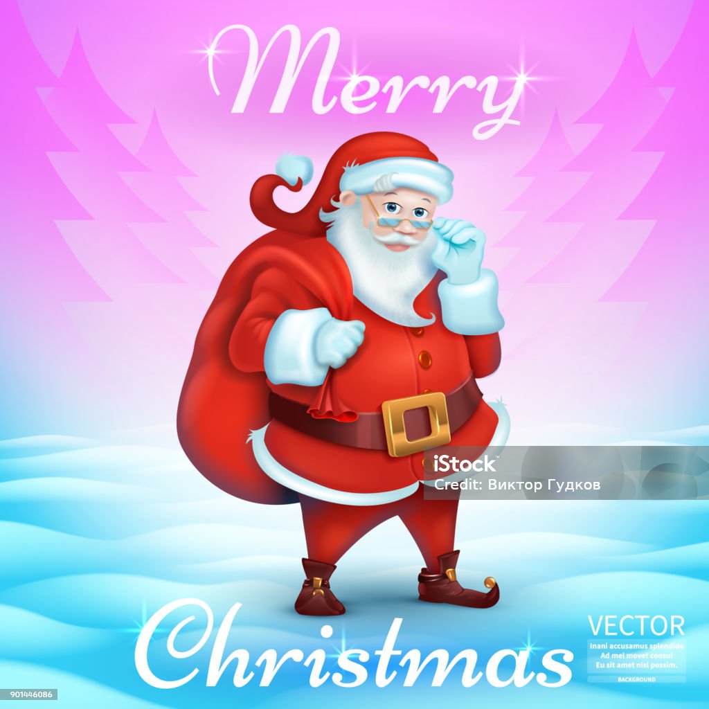 Merry Christmas Title In Blank 3d Realistic Santa Claus Cartoon ...