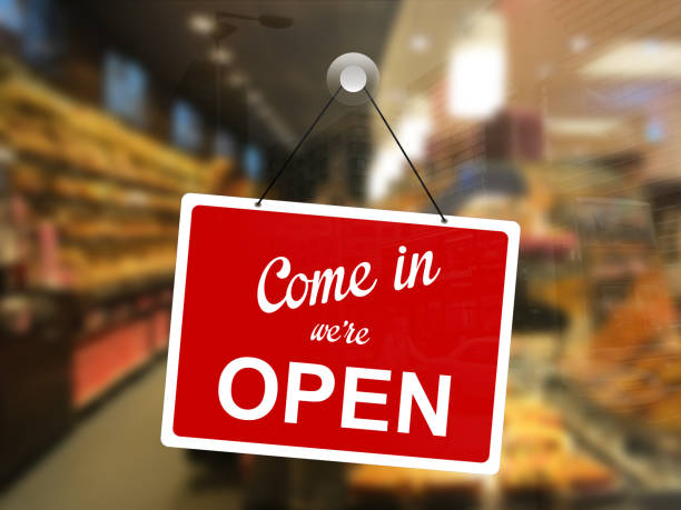 istock Shop store open sign 901449390