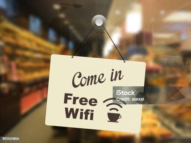 Store Open Sign Free Wifi Internet Stock Photo - Download Image Now - Wireless Technology, Free of Charge, Freedom