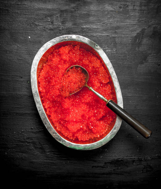 istock red caviar in the old bowl . 901456510
