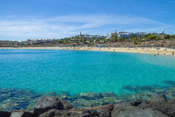 istock Tenerife, Spain, beach, palms and peoples. White beach. 2015 901458160