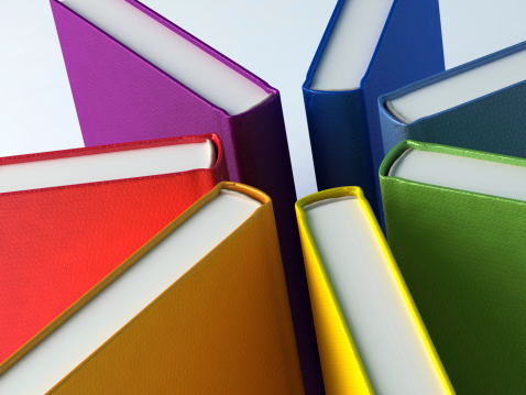 Seven color books in star. 3d modeling and rendering