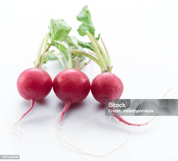 Red Salad Redish On The White Background Stock Photo - Download Image Now - Crucifers, Cut Out, Food