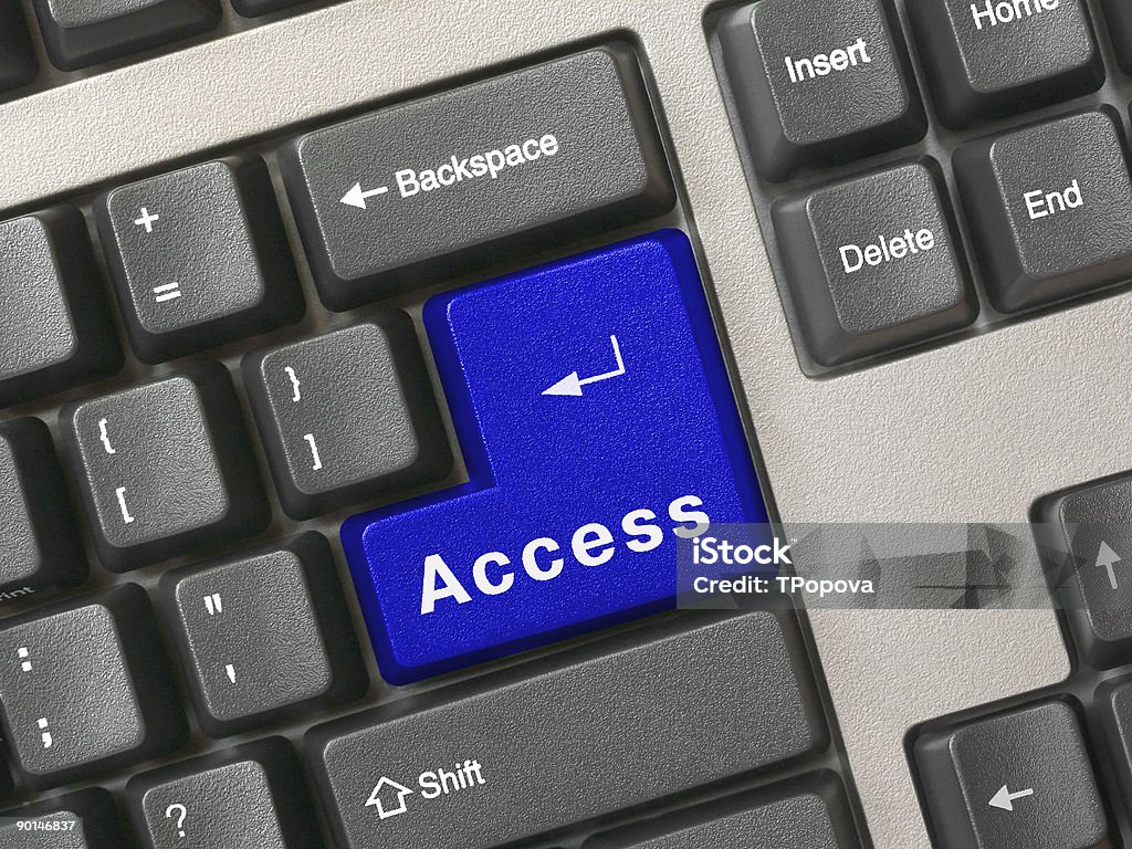 Tastiera blu chiave di accesso - Foto stock royalty-free di Accessibilità