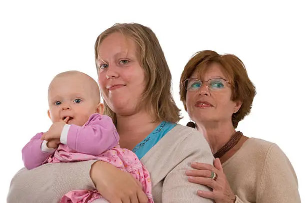 Photo of three generations 9 on white