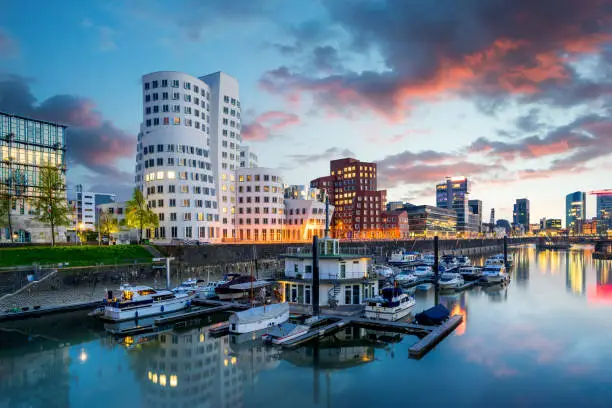 Medienhafen and marina of the city of Düsseldorf in Germany