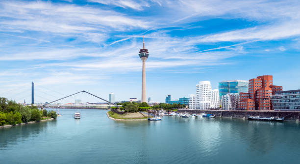 Düsseldorf Media Harbour in Germany Medienhafen and marina of the city of Düsseldorf in Germany media harbor photos stock pictures, royalty-free photos & images