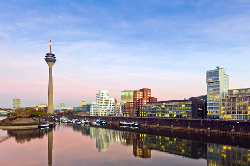 Medienhafen and marina of the city of Düsseldorf in Germany