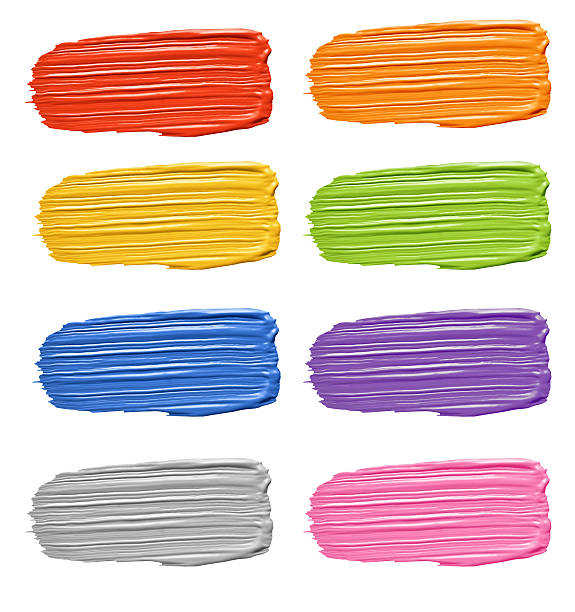 Multicolored Textured Paint Brushstroke Smears Isolated on White