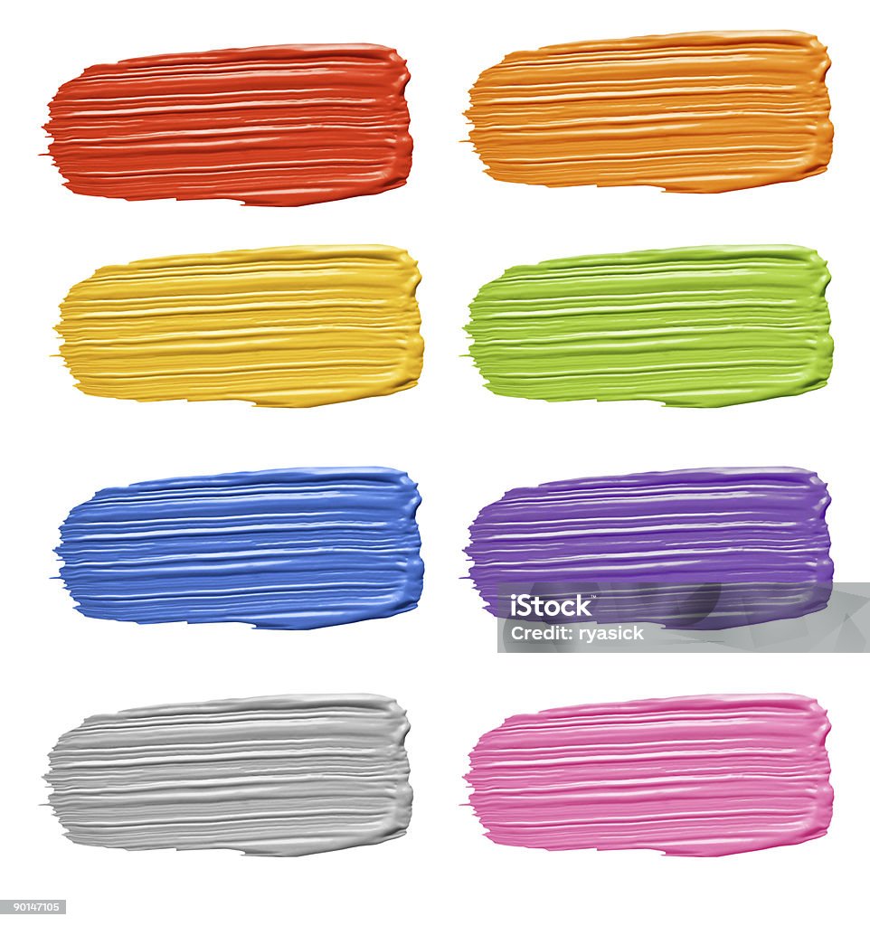 Textura de tinta Multicolored Brushstroke manchas Isolada a branco - Royalty-free Pincelada Foto de stock