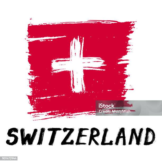 Flag Of Switzerland Grunge Stock Illustration - Download Image Now - 2018, Abstract, Allegory Painting