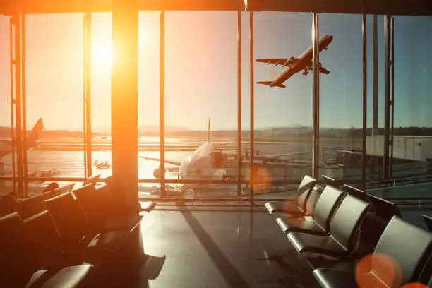 Airport interior travel airplane take off