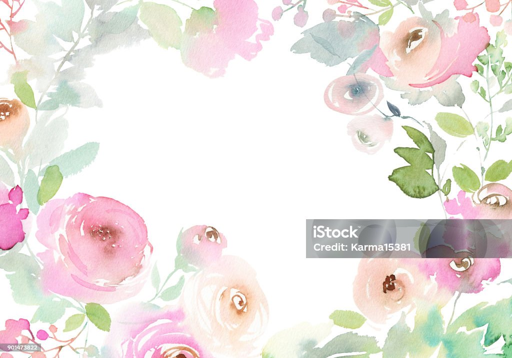 Carte de voeux avec aquarelles fleurs à la main - Illustration de Aquarelle libre de droits