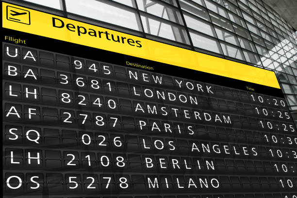 istock Airport terminal arrival departure timetable flight 901473904