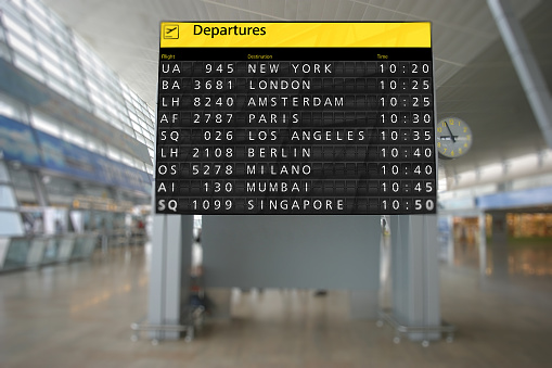 Airport terminal arrival departure timetable flight
