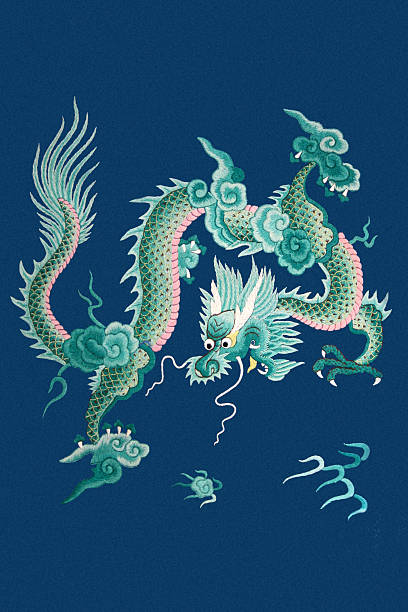 bordado en seda - asian culture dragon textile symbol fotografías e imágenes de stock